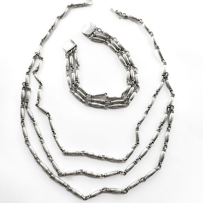 Georg Jensen Triple Layer Necklace And Bracelet Suite
