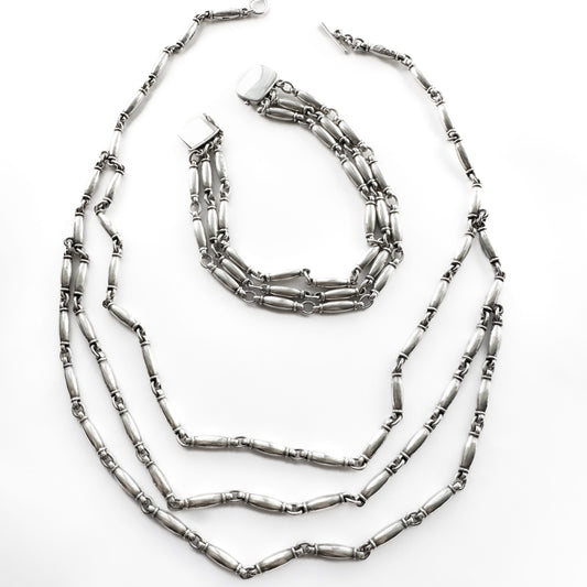 Georg Jensen Triple Layer Necklace And Bracelet Suite