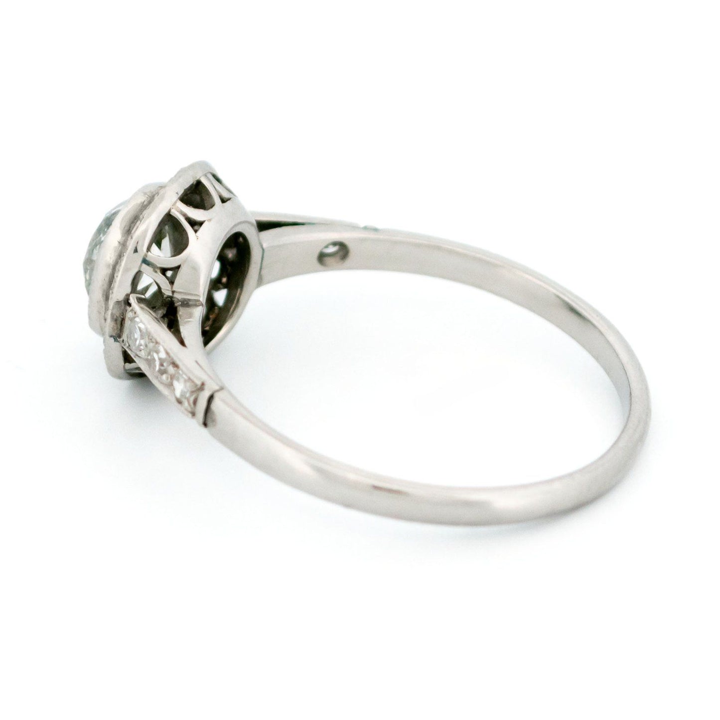 Cushion-Cut Diamond and Platinum Halo Target Cluster Ring, 0.91 Carat Centre