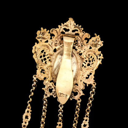 Antique Victorian Silver Gilt Chatelaine Rococo Decorations - c.1860