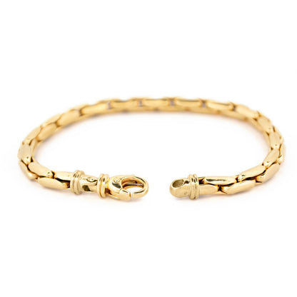 A yellow gold elongated box link bracelet