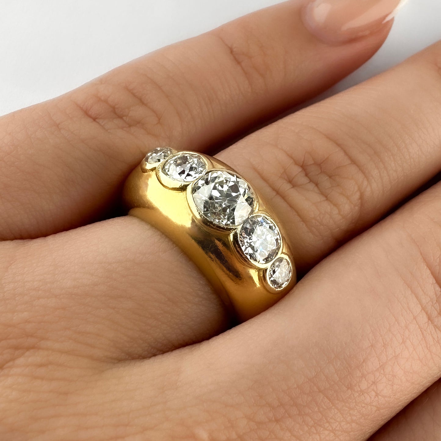 Vintage 2.15ct Old Cut Diamond Five Stone Ring