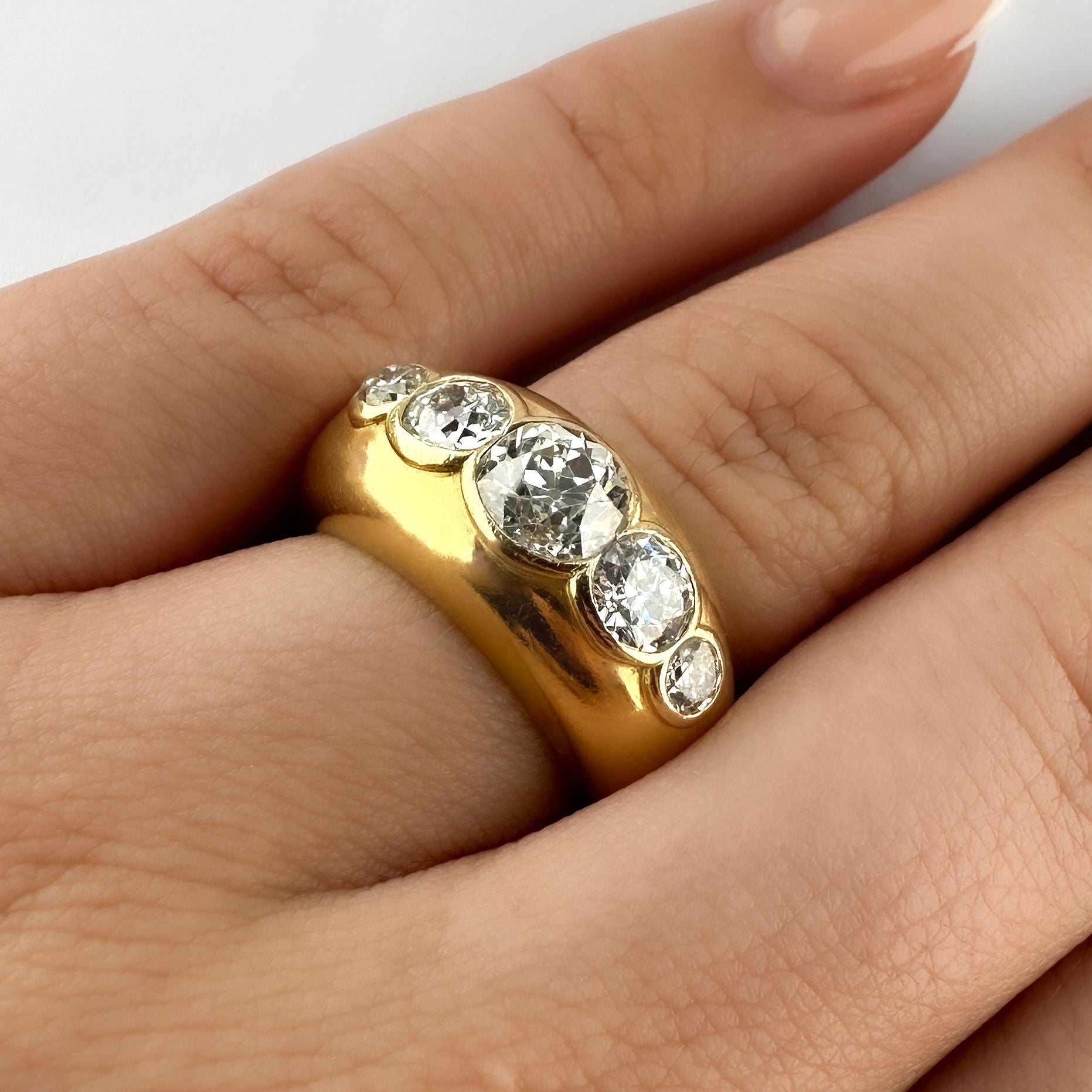 Vintage 2.15ct Old Cut Diamond Five Stone Ring