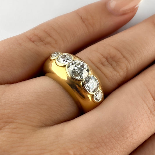 Vintage 2.15ct Old Cut Diamond Five Stone Ring