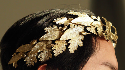 Antique French Silver Crown Wreath Fascinator With Laurel/Acorn Leaves