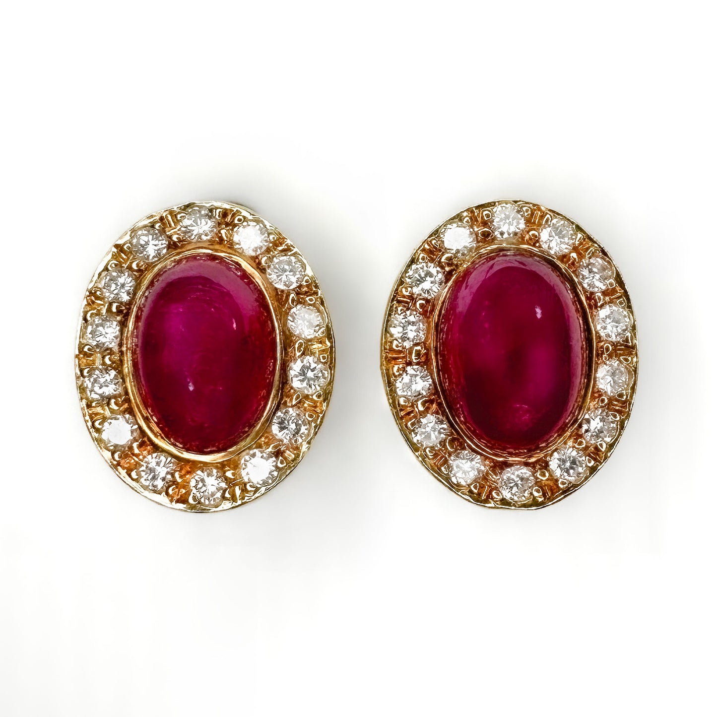 Ruby &amp; Diamond Cabochon Earrings