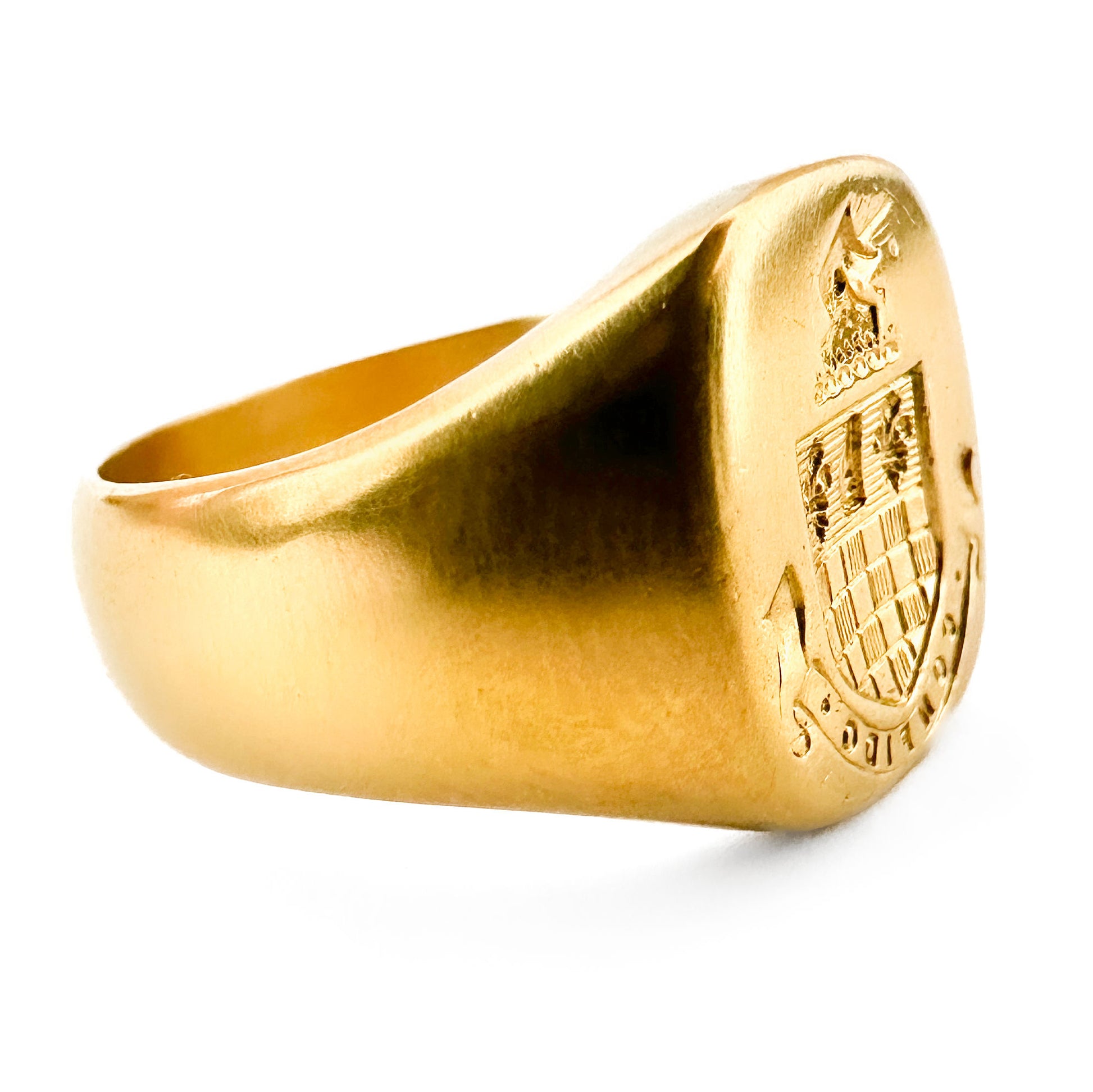 Victorian Signet Ring With Crest &amp; 'CONFIDO' Moto