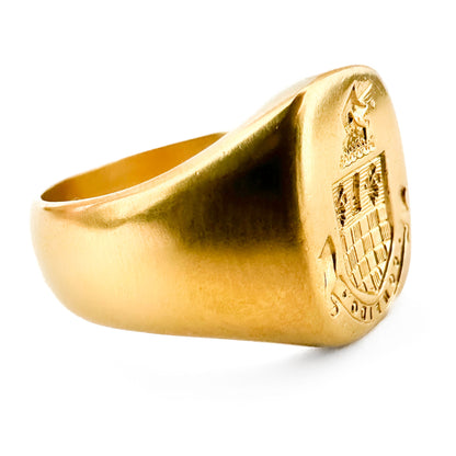 Victorian Signet Ring With Crest &amp; 'CONFIDO' Moto