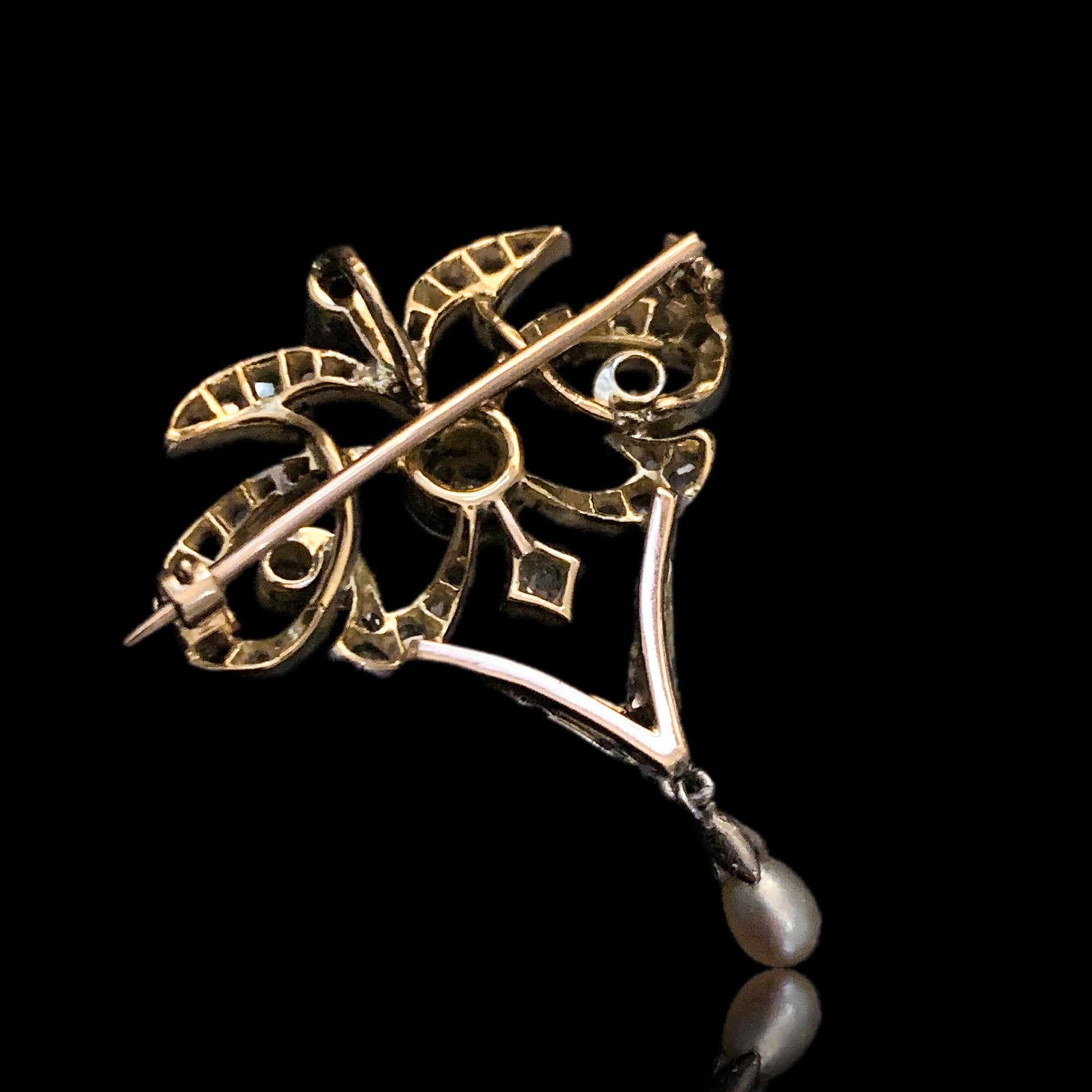 Antique Diamond and Pearl Necklace Lavalier Pendant come Brooch