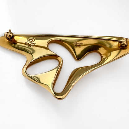 Vintage Georg Jensen Splash 18ct Yellow Gold Brooch Pin
