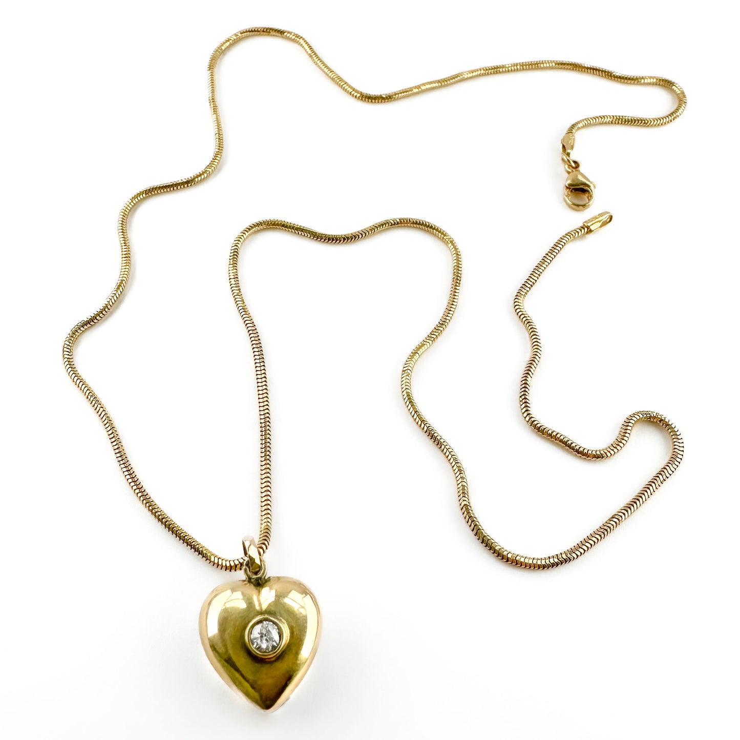 Victorian Antique Old Cut Diamond Set 15ct Gold Heart Locket Pendant