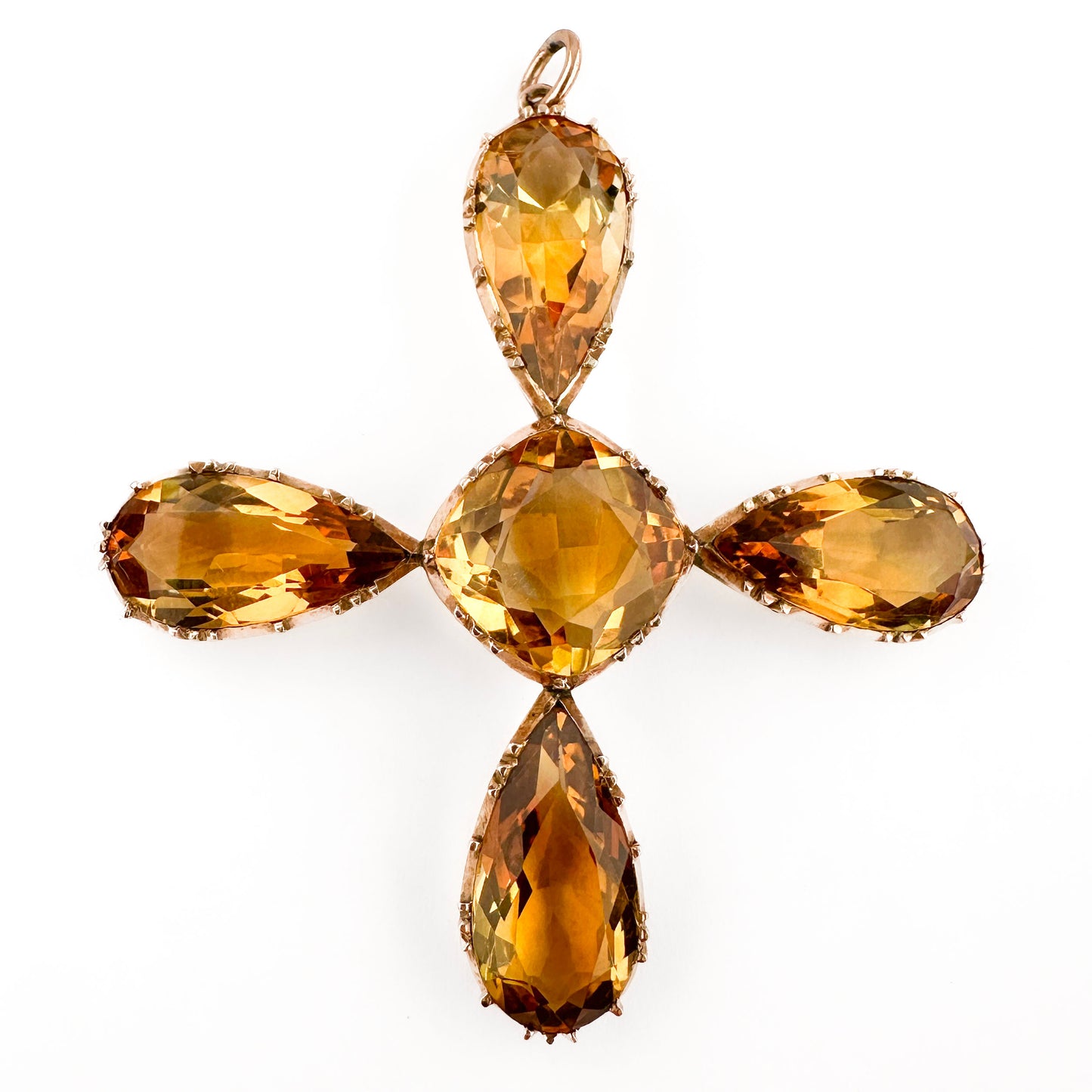 Victorian Antique Citrine Cross Pendant