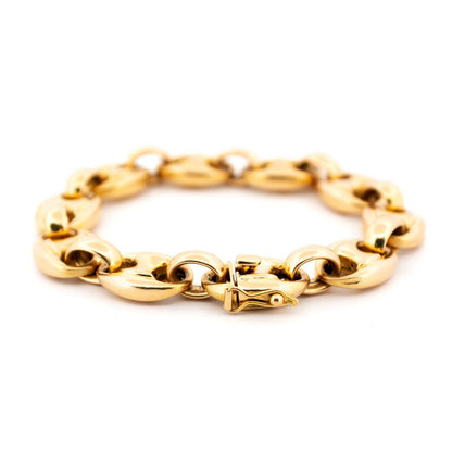 Vintage 18ct Yellow Gold Coffee Bean Link Bracelet