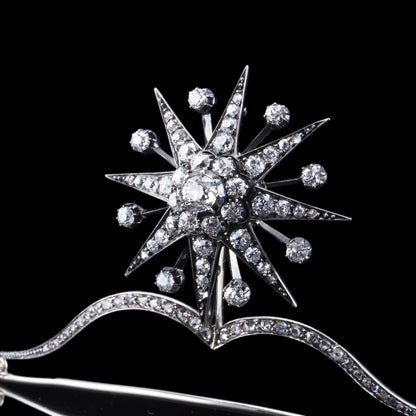 Spectacular Antique Victorian Diamond Tiara with Diamond Star - c.1890