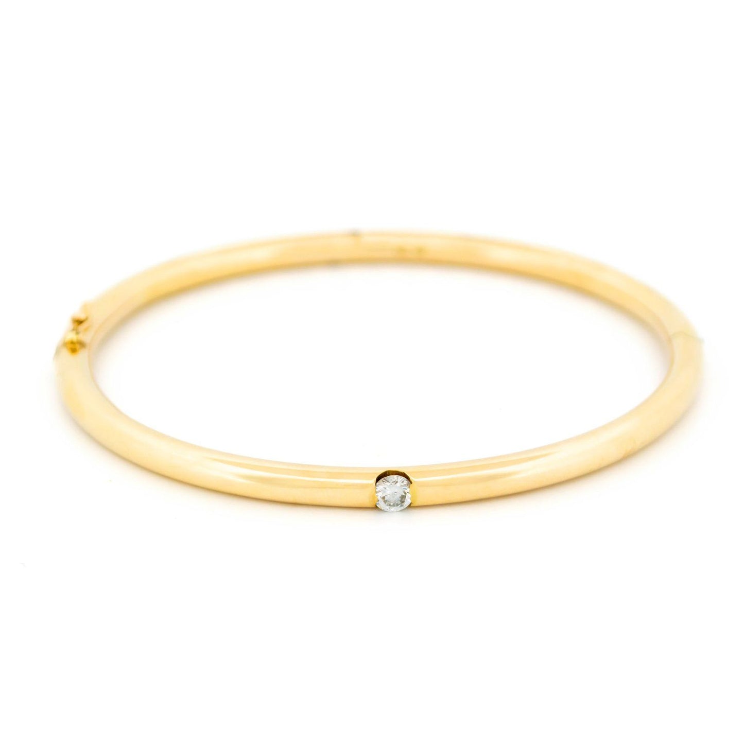 Vintage Diamond Set 14ct Yellow Gold Bangle Bracelet