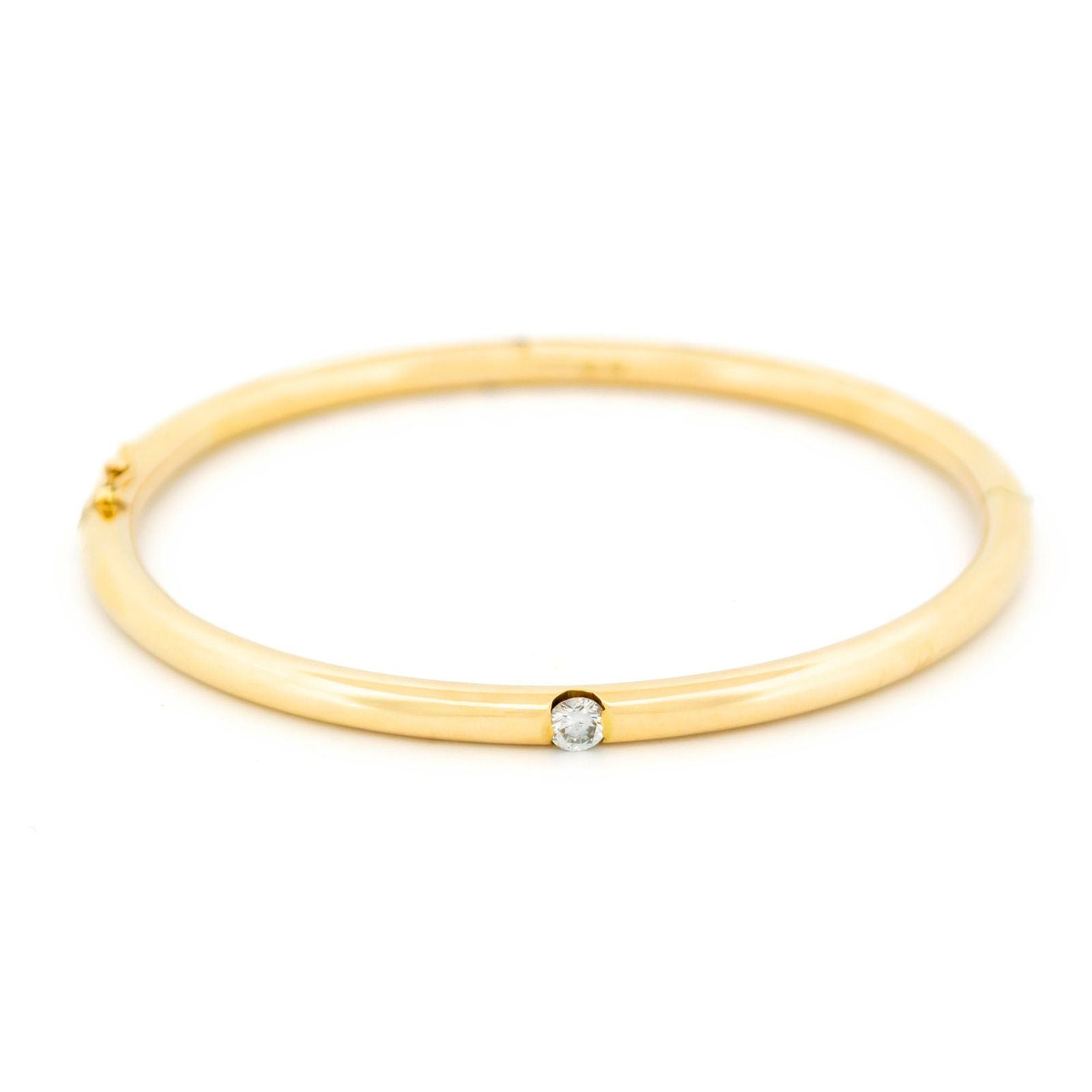 Vintage Diamond Set 14ct Yellow Gold Bangle Bracelet