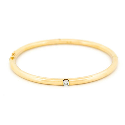 Vintage Diamond Set 14ct Yellow Gold Bangle Bracelet