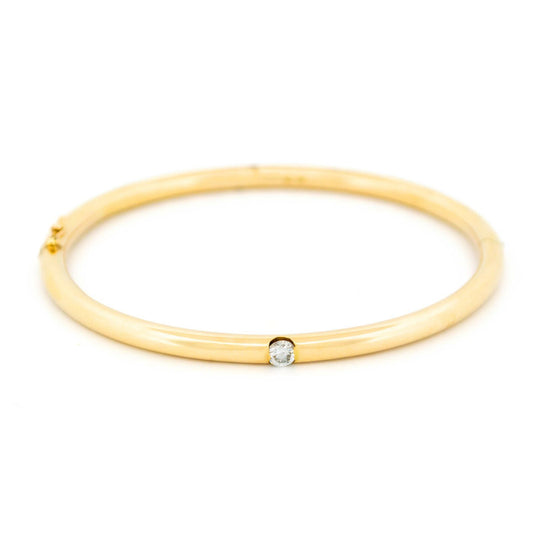 Vintage Diamond Set 14ct Yellow Gold Bangle Bracelet