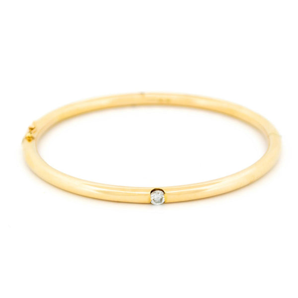 Vintage Diamond Set 14ct Yellow Gold Bangle Bracelet