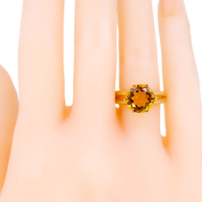 Vintage 9 Carat Yellow Gold Citrine Solitaire Ring, 2.50 Carats