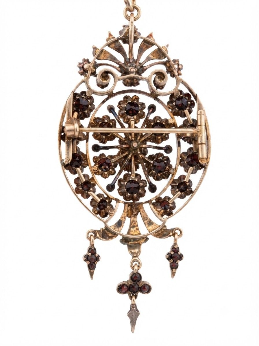 Victorian Antique 8cts Rose Cut Diamond Brooch Pendant