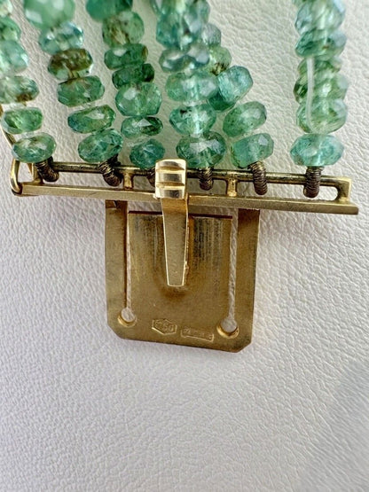 Vintage Italian 600.00 Carat Emerald Multi-strand Necklace with Precious Clasp