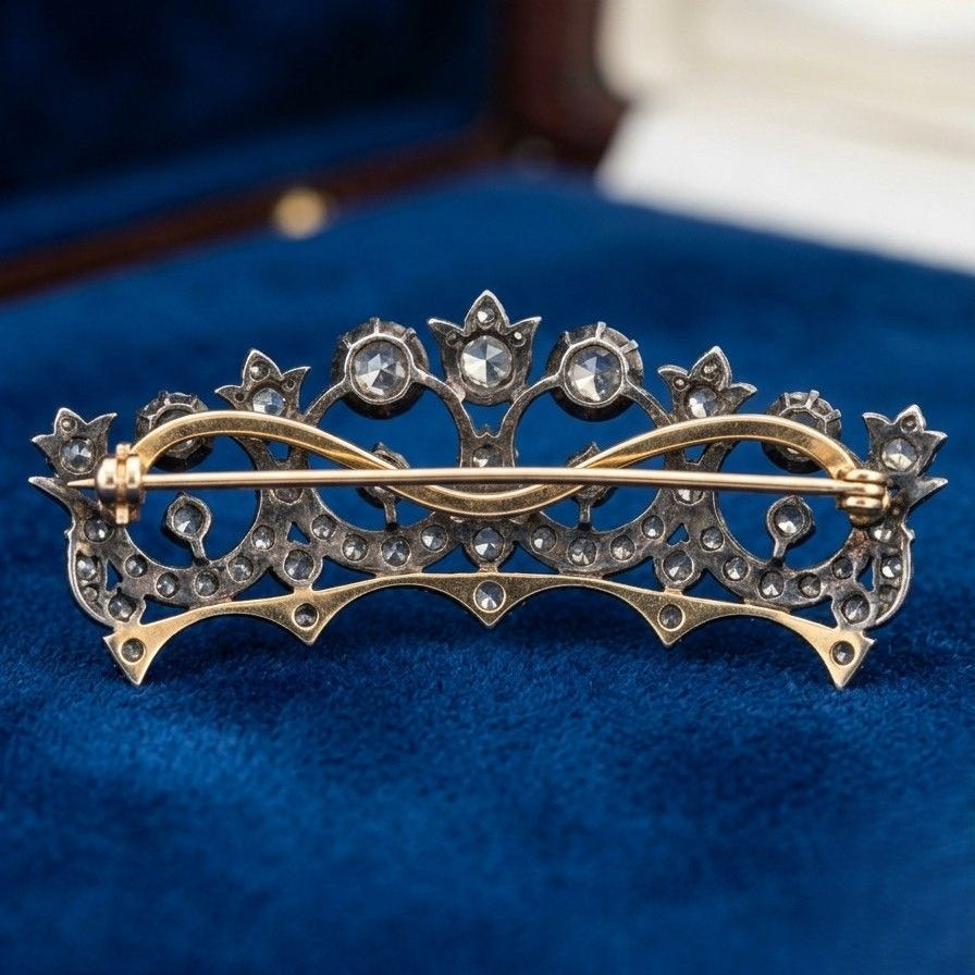 Victorian 5.0 Ct Diamond Brooch or Tiara Hair Comb, 1870 circa
