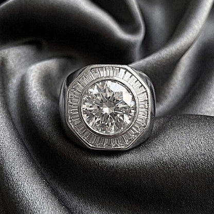 Vintage Italian 1940s Retro 2.80ct Diamond Target Cluster Statement Ring