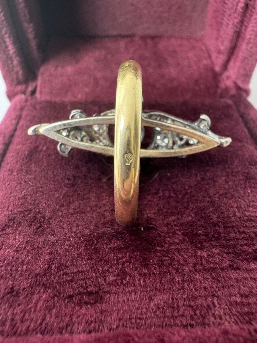Art Nouveau 1.40 Ct Old Diamond Cut Navette French ring