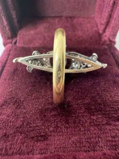 Art Nouveau 1.40 Ct Old Diamond Cut Navette French ring