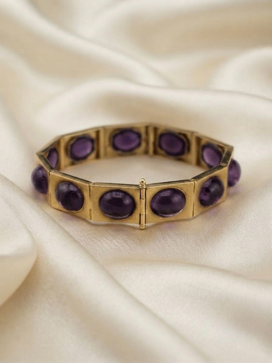 Victorian Amethyst Riviere 18 KT Bracelet