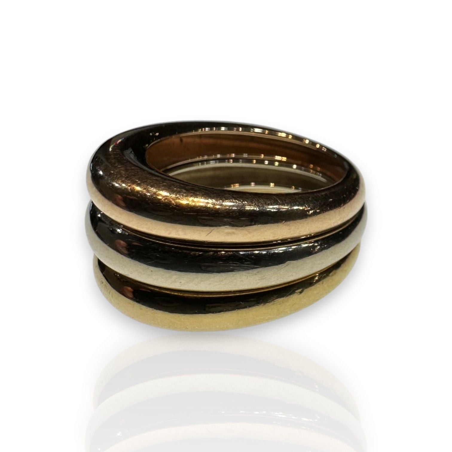 Vintage Cartier Tri Colour Gold Structured Band Ring