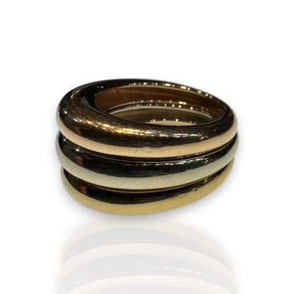 Vintage Cartier Tri Colour Gold Structured Band Ring