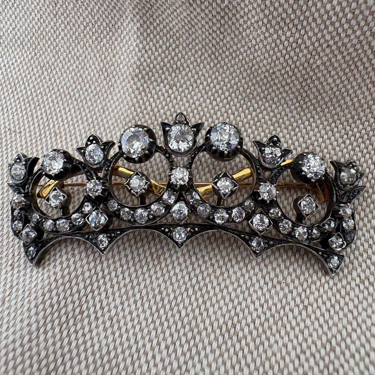 Victorian 5.0 Ct Diamond Brooch or Tiara Hair Comb, 1870 circa