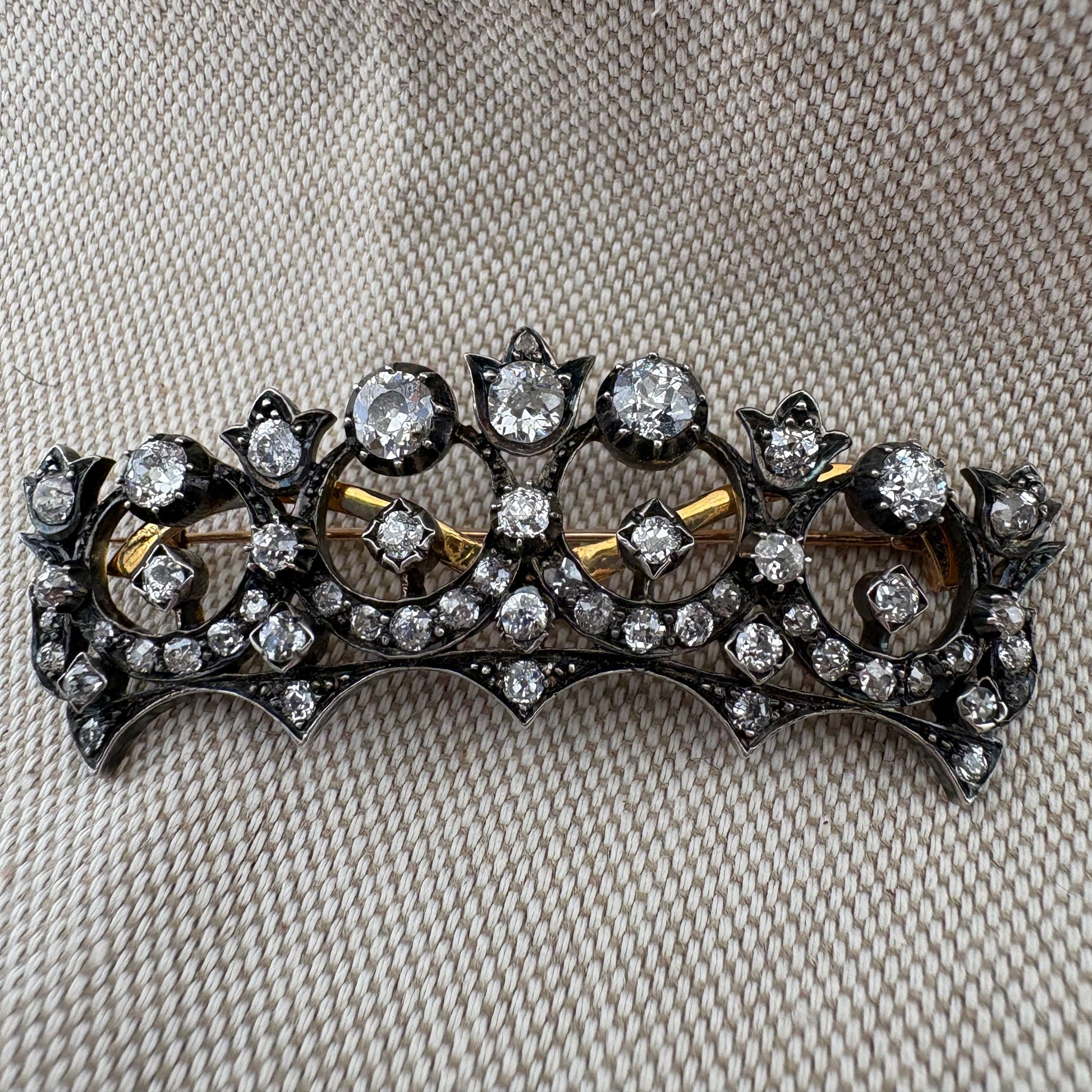 Victorian 5.0 Ct Diamond Brooch or Tiara Hair Comb, 1870 circa