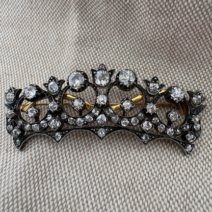 Victorian 5.0 Ct Diamond Brooch or Tiara Hair Comb, 1870 circa