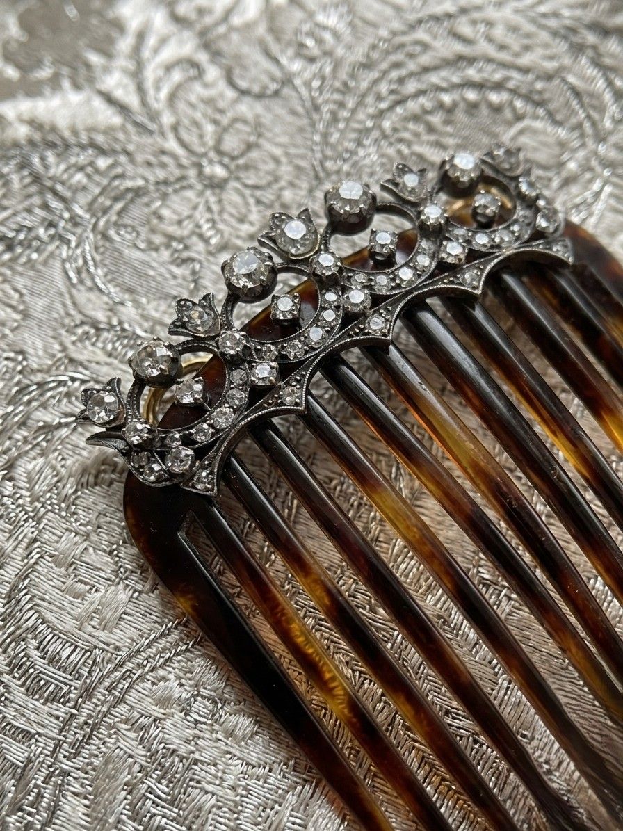 Victorian 5.0 Ct Diamond Brooch or Tiara Hair Comb, 1870 circa