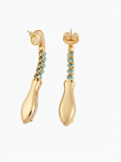 Vintage Turquoise 4.70 Diamond Snake Drop Earrings