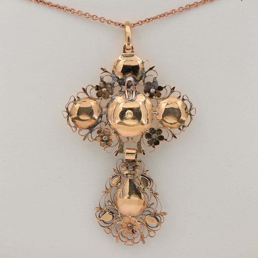 Georgian Antique Flemish Table Cut Diamond Large Cross Pendant