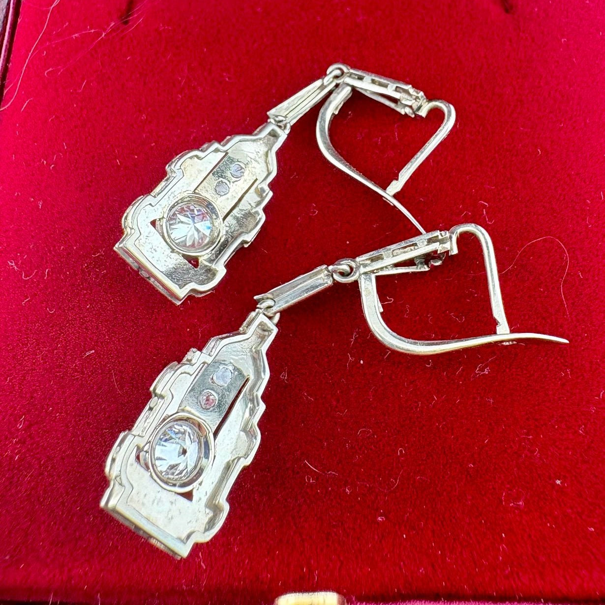 Art Deco Italian Diamond Drop Earrings in 18ct White Gold, Circa 1925