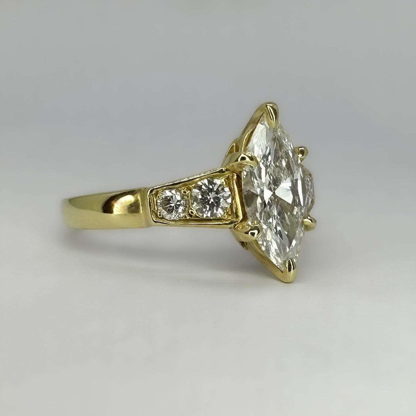 Vintage 1.16ct Navette Diamond Solitaire Ring