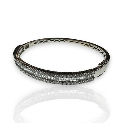 4.42ct Baguette Cut Diamond Bangle Bracelet in 18ct White Gold