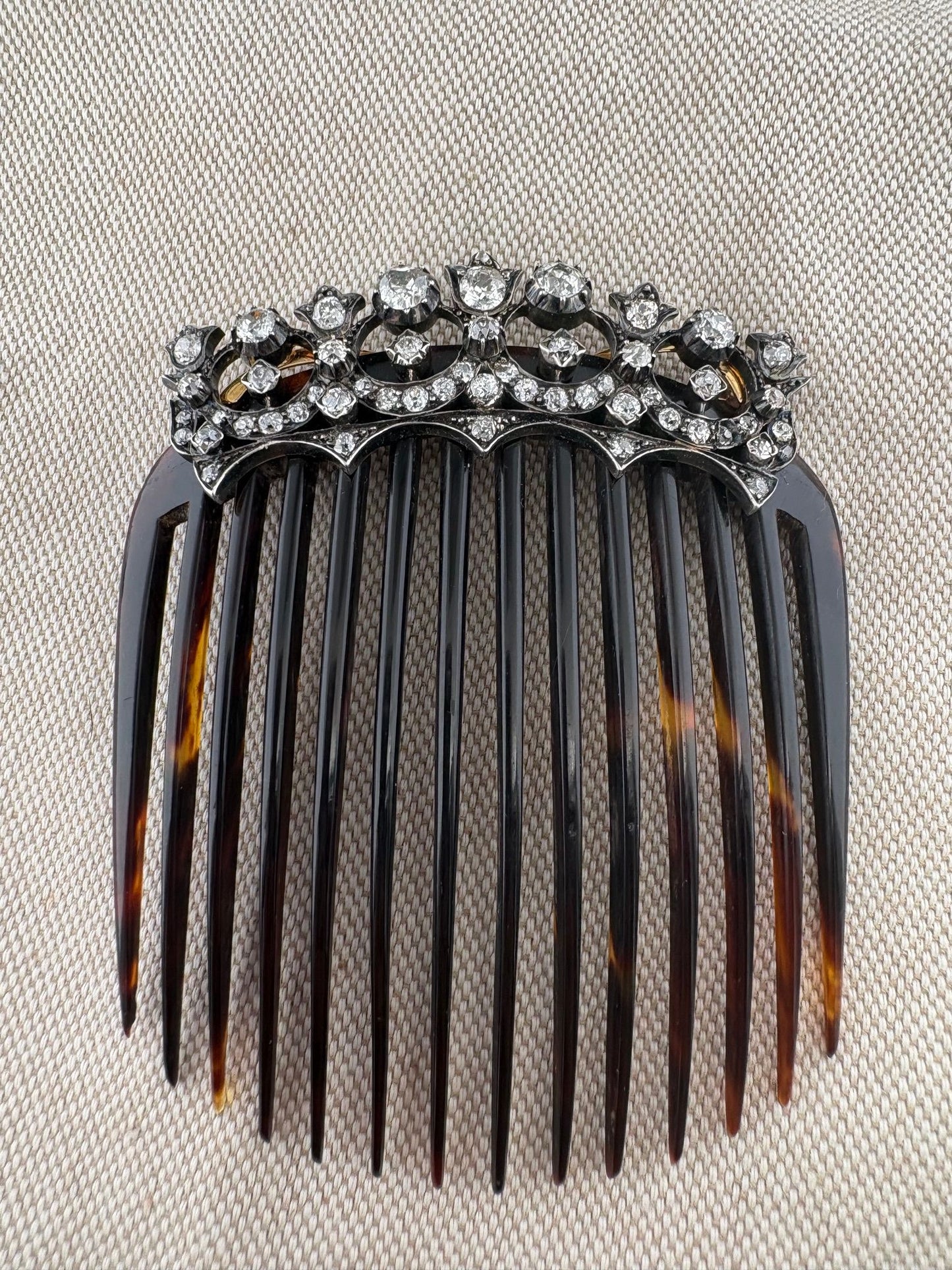 Victorian 5.0 Ct Diamond Brooch or Tiara Hair Comb, 1870 circa