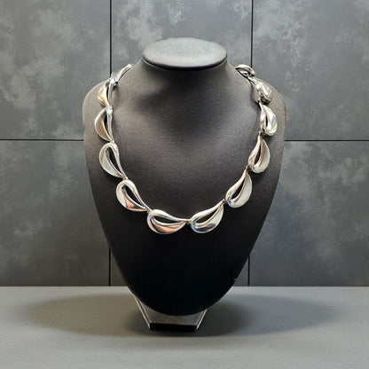 Vintage Georg Jensen Sterling Silver Sculptural Necklace and Earring Set