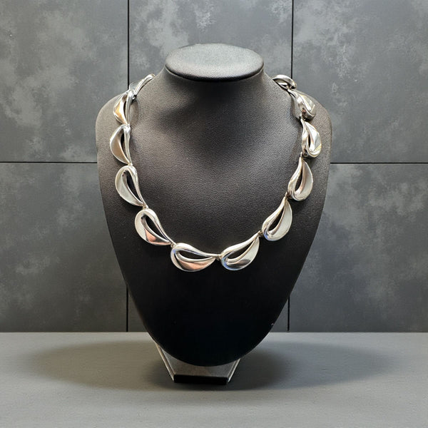 Vintage Georg Jensen Sterling Silver Sculptural Necklace and Earring Set