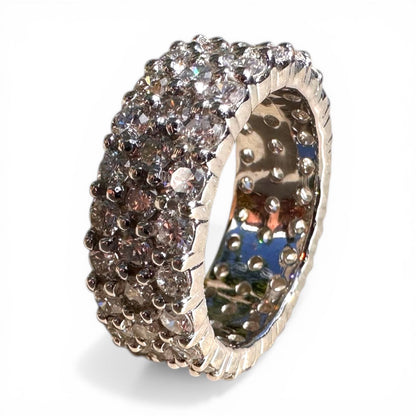 Three Row 10.60cts Diamond Full Eternity Wide Band Ring in 18ct Gold