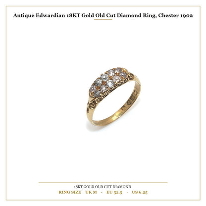 Antique Edwardian 18 ct Gold Old Cut Diamond Engagement Ring, Chester 1902
