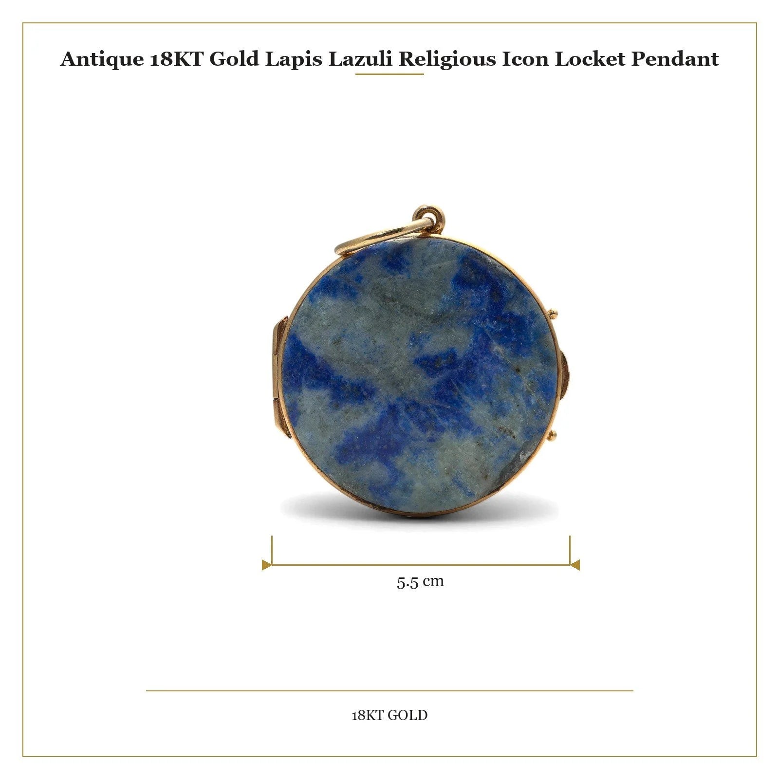 Antique 18 Carat Yellow Gold Lapis Lazuli Religious Icon Locket Pendant, Circa 1900