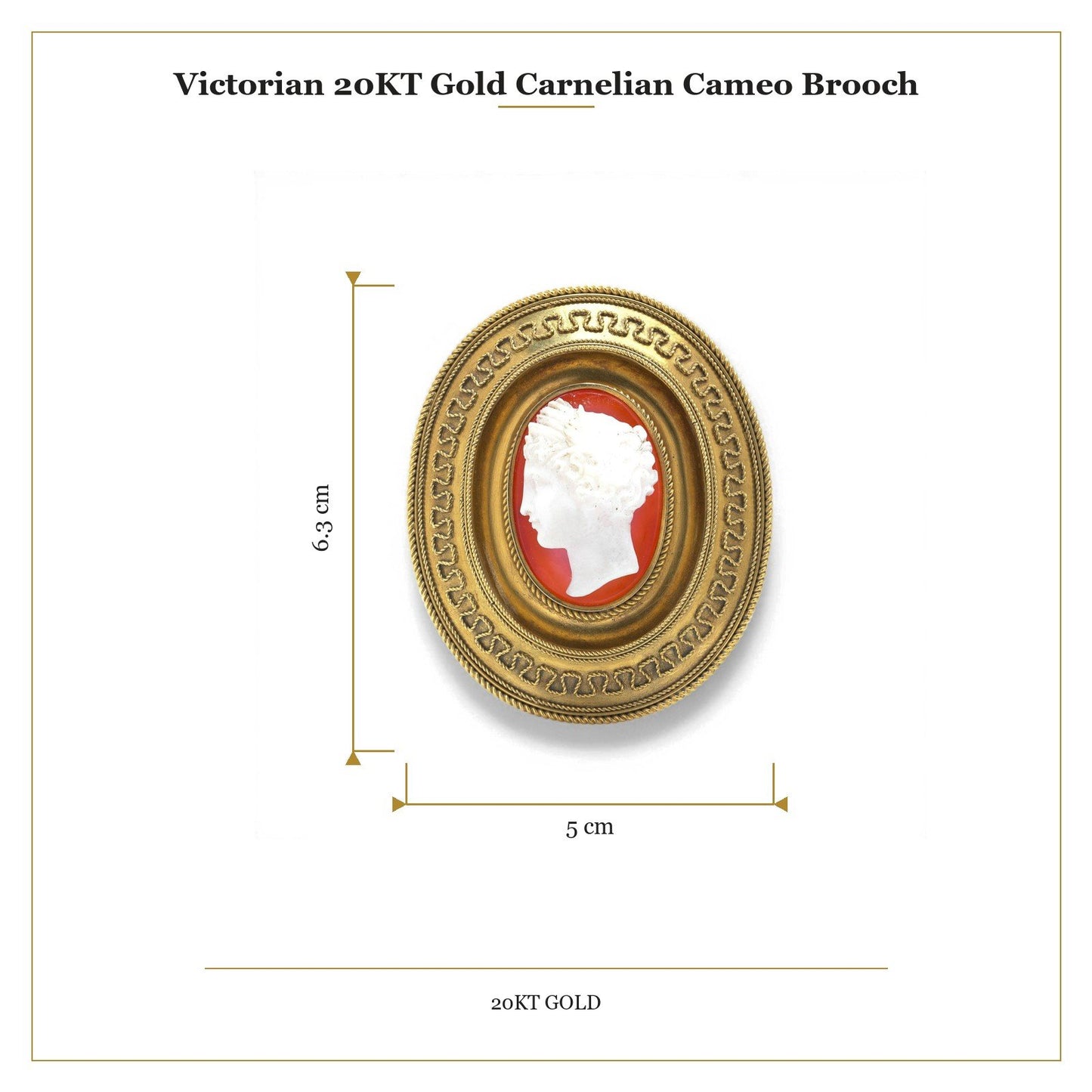 Victorian 20KT Gold Carnelian Cameo Brooch