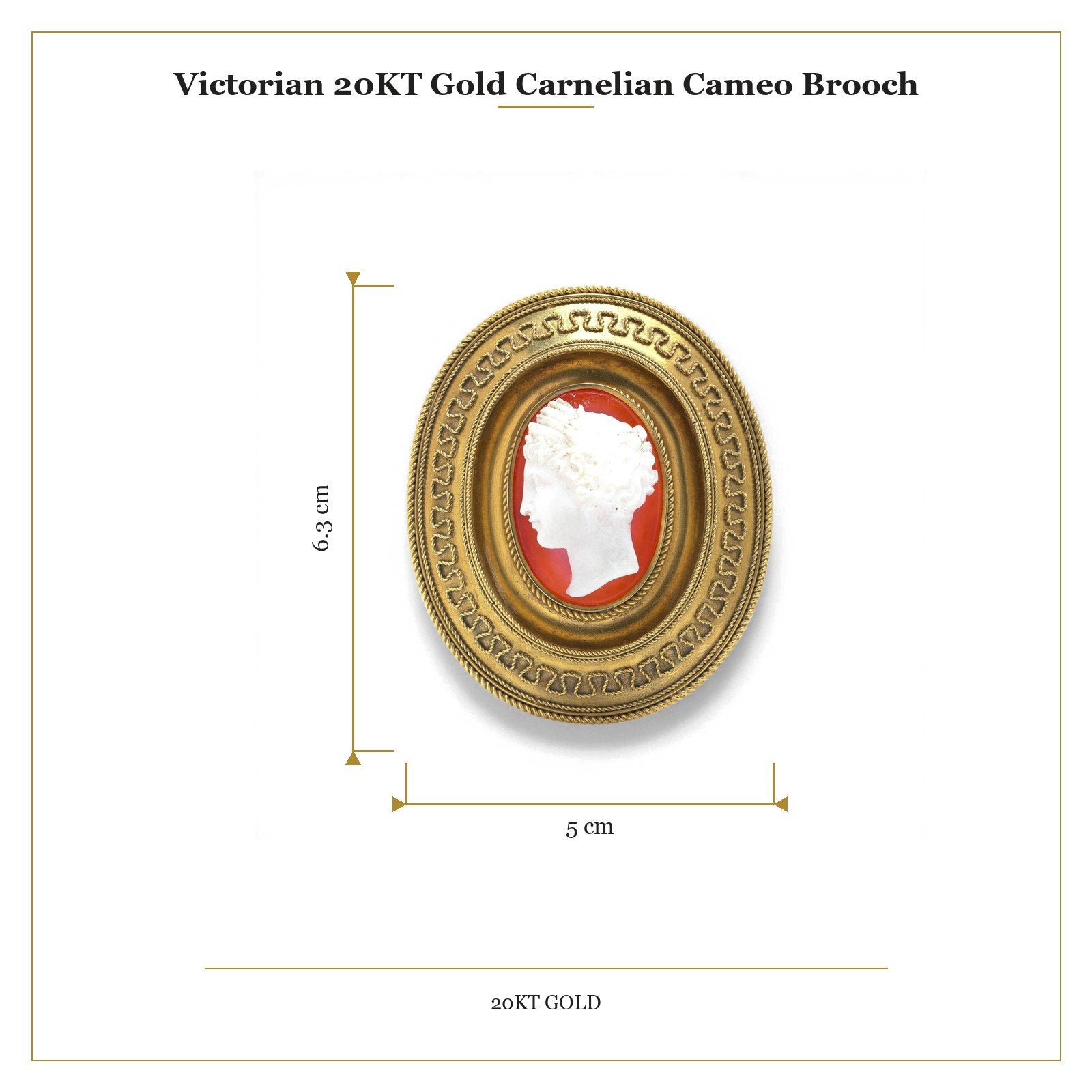 Victorian 20KT Gold Carnelian Cameo Brooch
